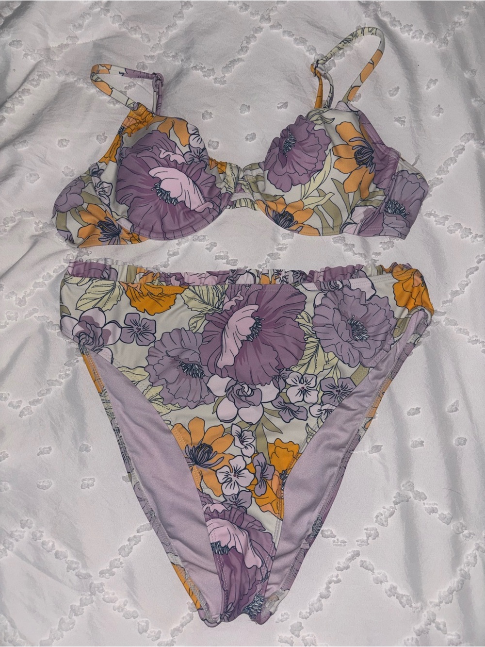 Cupshe Lavender & Yellow Floral Underwire Bikini Set